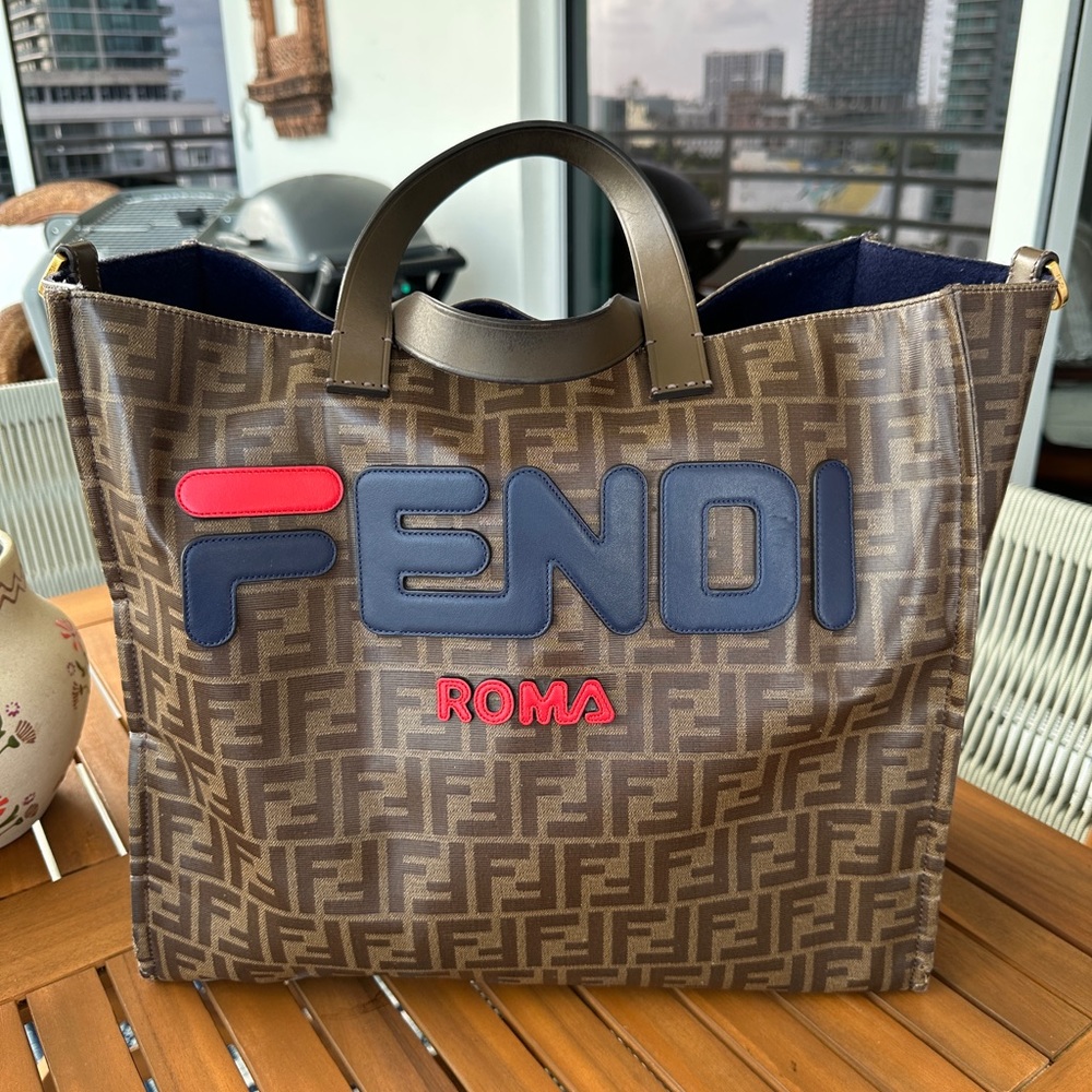 Authentic Fendi Logo Large Tote Handbag